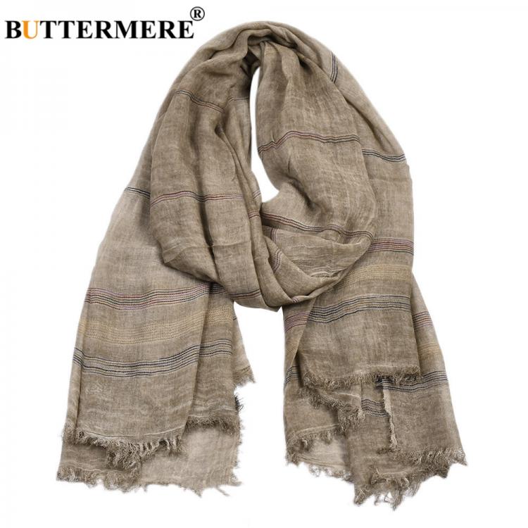 all in one place אביזרי גברים BUTTERMERE Men Scarves Autumn Winter Cotton Linen Scarf Men Khaki Black Navy Pink Khaki Warm Long Fashion Brand Mens Scarfs