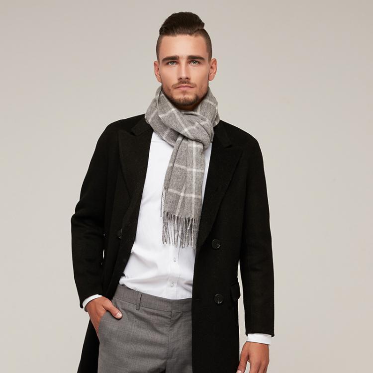 all in one place אביזרי גברים 2019 new autumn and winter men's warm pure wool plaid scarf British business scarf Joker simple tide