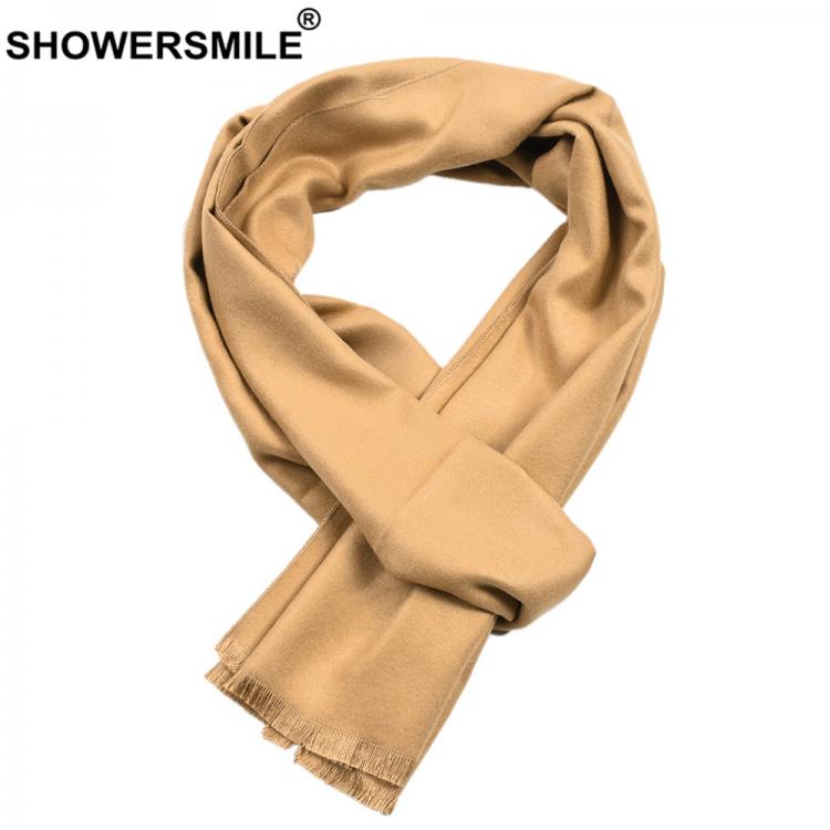 all in one place אביזרי גברים SHOWERSMILE Winter Scarf Men Solid Cashmere Scarves Tassel Khaki Black Red Gray Navy Scarf for Men 30cm*180cm
