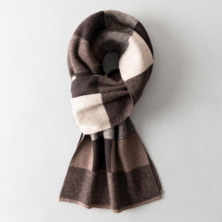 all in one place אביזרי גברים Men Pure Wool Scarf for Winter Plaid Warm Neck Scarves Classic Business 100% Wool Shawls Wraps Cashmere Long Scarf Foulard Homme