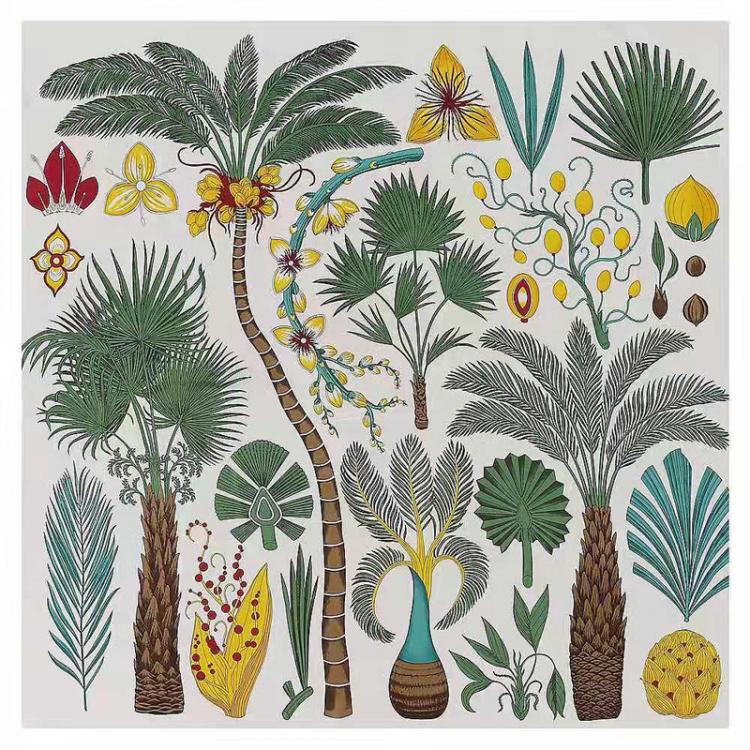 all in one place אביזרי גברים Luxury Brand Scarf New Design Sago Cycas Palm Tree Square Scarf Twill Silk Scarf 130cm Women Bandanna Scarves For Ladies Shawl