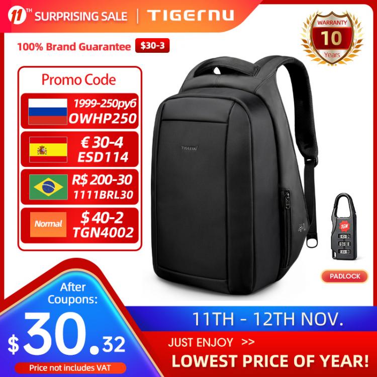 all in one place אביזרי גברים Tigernu Hidden Anti theft Zipper 15.6 inch Men School Laptop Backpacks Water Repellent Travel 20L Multi USB Charger Male Mochila