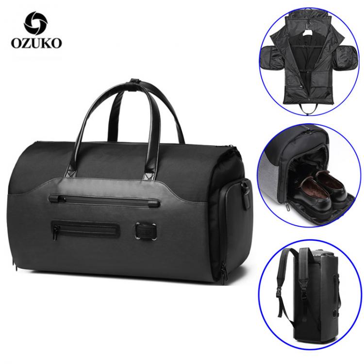all in one place אביזרי גברים OZUKO Travel Bag Multifunction Men Suit Storage Large Capacity Luggage Handbag Male Waterproof Travel Duffel Bag Shoes Pocket