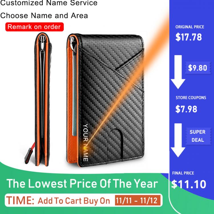 all in one place אביזרי גברים DIENQI Carbon Fiber Rfid Men Wallets Money Clip Slim Thin Card Holder Money Bag Luxury Male Small Short Purse Bifold Coin Wallet