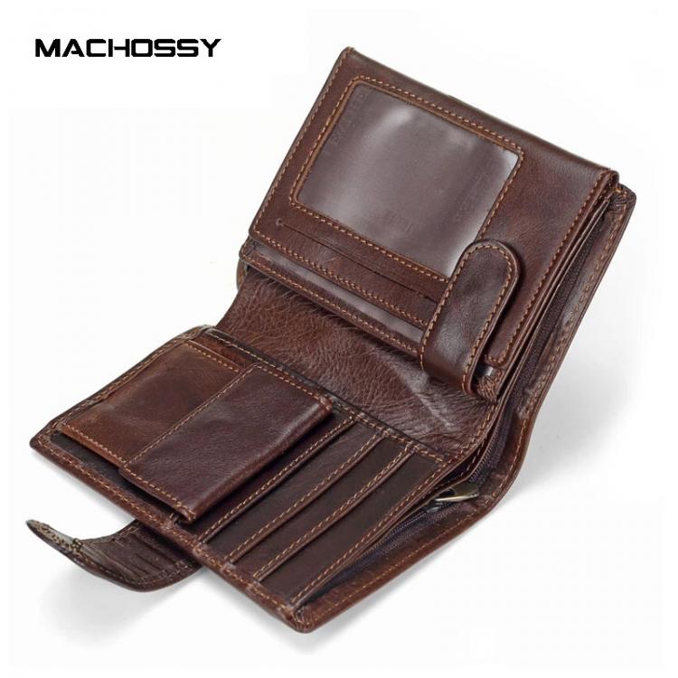 all in one place אביזרי גברים MACHOSSY Men Wallet Oil Wax Cowhide Genuine Leather Wallets Coin Purse Clutch Hasp Open Top Quality Retro Short Wallet 13.5cm