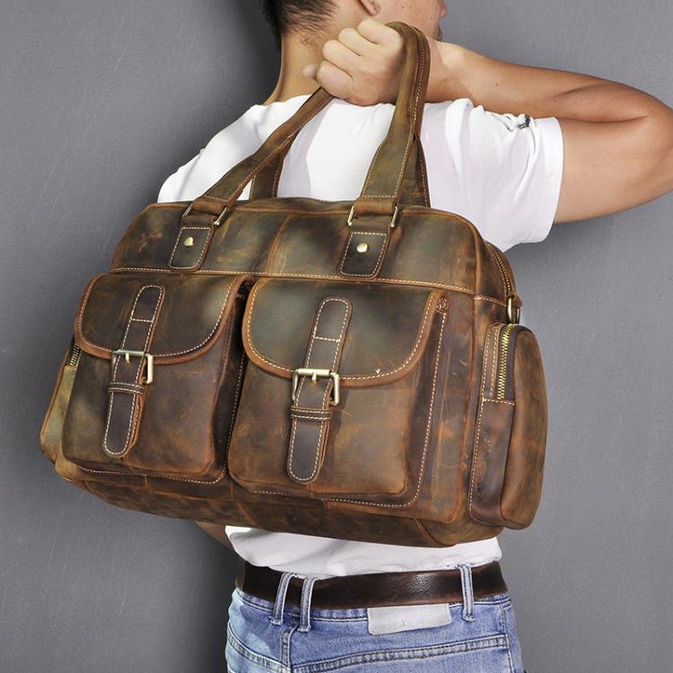 all in one place אביזרי גברים Crazy Horse Leather Fashion Business Briefcase Messenger Bag Male Design Travel Laptop Document Case Tote Portfolio Bag 061