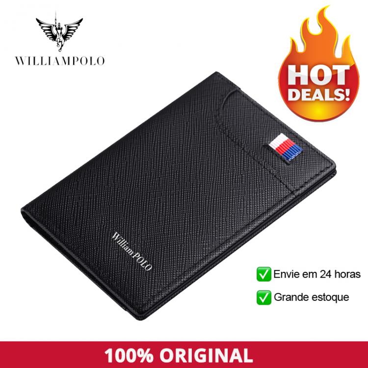 all in one place אביזרי גברים WILLIAMPOLO Men's Wallet 6 Card Holders Purse For Men Leather Luxury Credit Card Wallet Male Small Purse Gift For Husband Bla