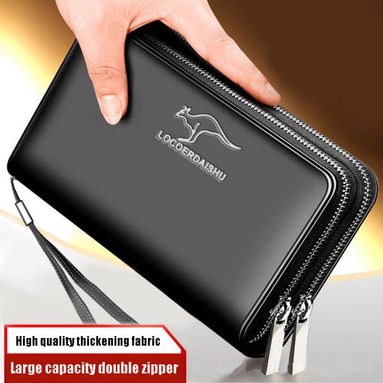 all in one place אביזרי גברים men's leather wallet Large Capacity billeteras para hombre Double Zipper Men Clutch Bag  portafoglio uomo Male Business Walle