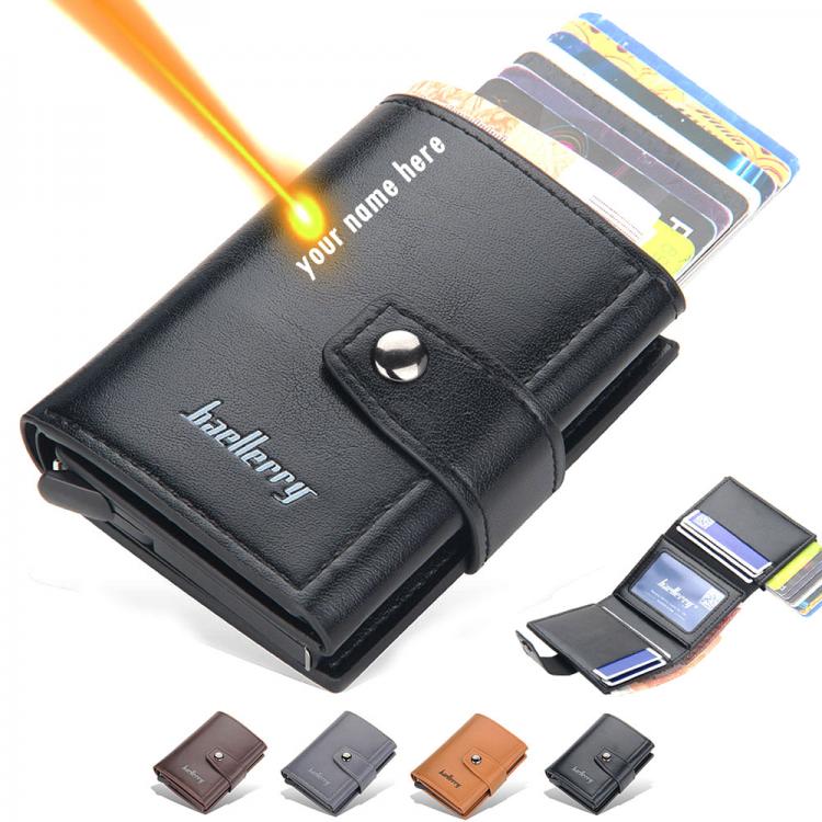 all in one place אביזרי גברים RFID Blocking Protection Men ID Credit Card Holder Wallet Leather Metal Aluminum Business Bank Card Case CreditCard Cardholder
