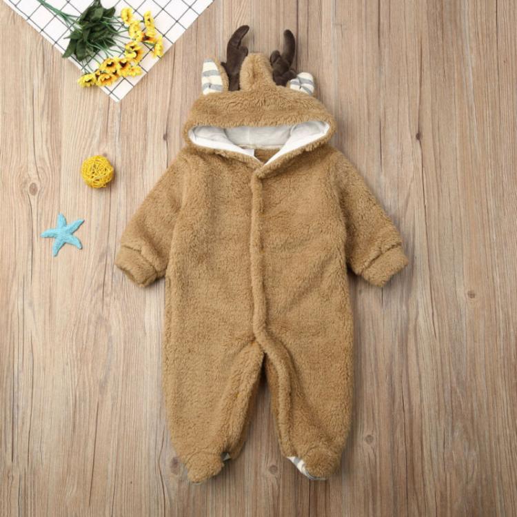 all in one place ילדים ותינוקות CANIS Newborn Baby Girl Boy Antlers Hooded Lovely Warm Soft Romper Jumpsuit Winter Outfits Clothes
