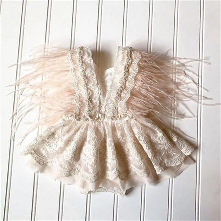 all in one place ילדים ותינוקות Princess Infant Baby Girls Lace Embroidery Romper Dress Sweet Baby Feathers Fly Sleeve Backless White Jumpsuit Summer Romper