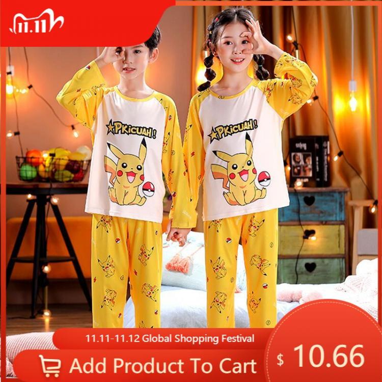 all in one place ילדים ותינוקות Pokemon Pikachu Cotton Kids Pajama Sets Cartoon Children Sleepwear Long Sleeve Christmas PJS Homewear Clothing For Baby Toddler