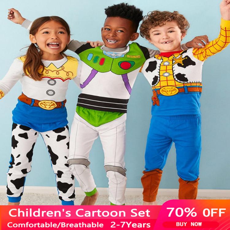 all in one place ילדים ותינוקות 1-7y New Kids ToyStory Woody Buzz Lightyear Pajamas Sets Baby Girls and Boys Clothes Pijamas Cartoon 2pcs Set