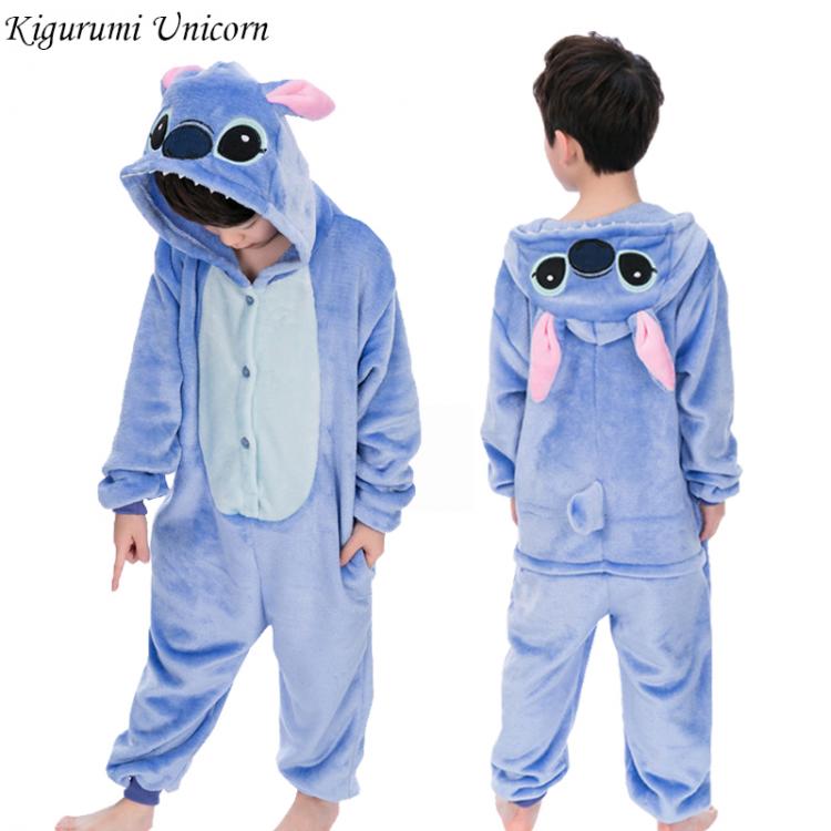 all in one place ילדים ותינוקות Kigurumi Unicorn Pajamas set Kids Winter Stitch Onesies Cosplay Children Pyjamas Boys Girls Flannel Pijamas Set Animal Sleepwear