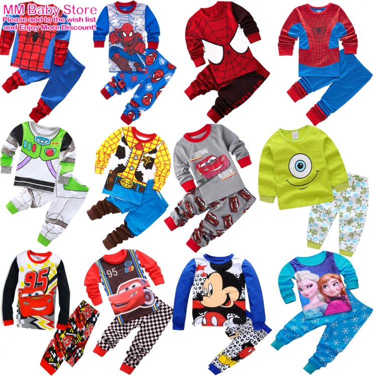 all in one place ילדים ותינוקות Spring Autumn Children's Mickey Clothing Sets Boys Sleepwear Clothes Kids Spider Pajamas Set Baby Girls Cotton Cartoon Pijama