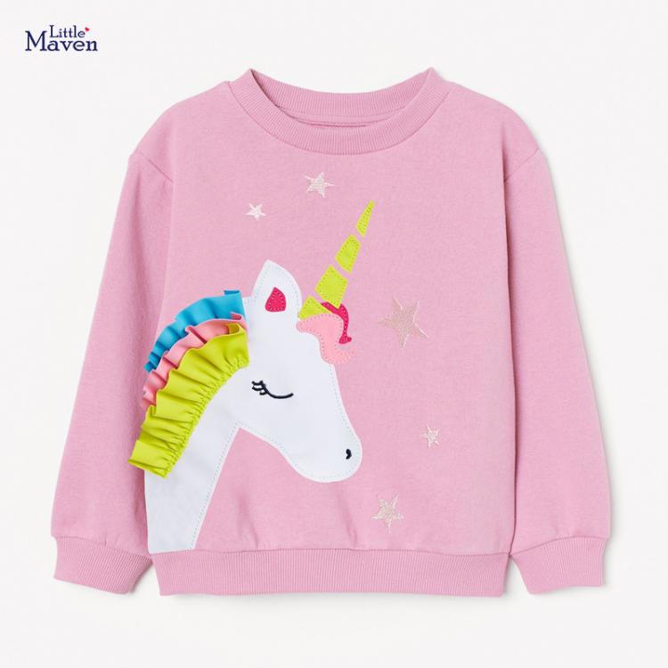 all in one place ילדים ותינוקות Little maven Baby Girl Clothes Toddler Autumn Cotton Christmas Animal Applique Sweatshirt Pink Unicorn Sweater for Kid 2-7 Years