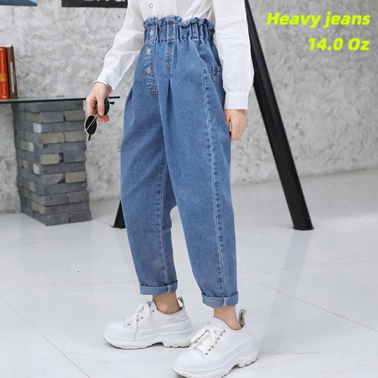 all in one place ילדים ותינוקות Children Light Blue Jeans for Girls 14 To 15 Year Casual High Waist Elastic Denim Pants Teenager Trousers Clothes Spring Autumn