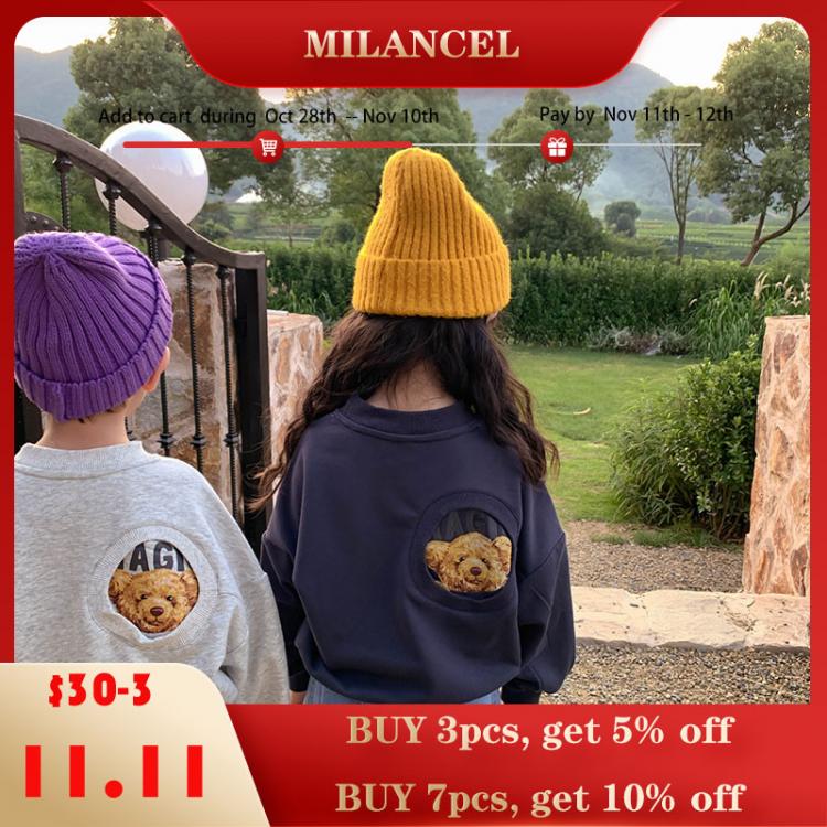 all in one place ילדים ותינוקות MILANCEL 2021 Autumn New Kids Clothes Long Sleeve Hoodies for Brother and Sister Cotton Tees GIrls Blouse Boys Hoodies