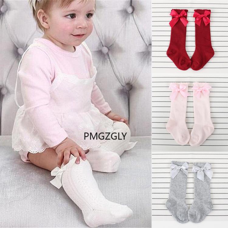 all in one place ילדים ותינוקות Kids Socks White autumn Toddlers Girls Big Bow Knee High Long Soft Cotton Lace Baby Socks Kids Warm Christmas Socks non-slip