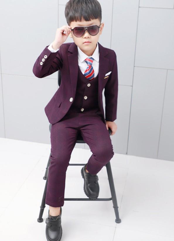 all in one place ילדים ותינוקות Flower Boys Formal Wedding Suit Kids Japan Style Jacket +Pants+Vest+BowTie 4Pcs Tuxedo Suit Kids Party Host Costume