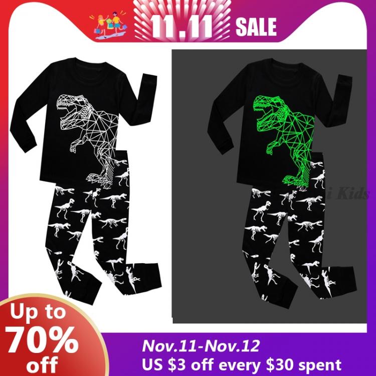 all in one place ילדים ותינוקות Baby Boys Pajamas Sets Dinosaur Sleepwear Glow in Dark Pijamas Green Light Sleepwear Kids Cotton Clothes Suit Full Sleeve Pyjama