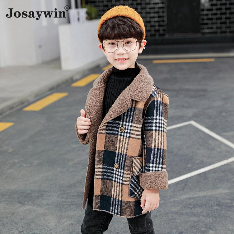 all in one place ילדים ותינוקות Winter Coat For Boys Velvet Thick Woolen Jacket For Boys Plaid Kids Outerwear Winter England Teenage Student Clothes For Boys