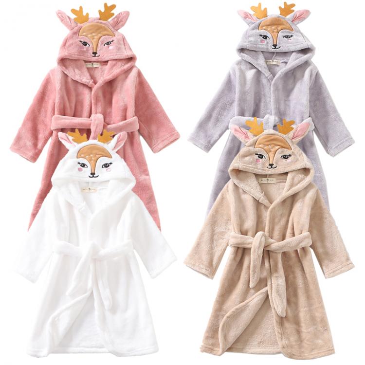 all in one place ילדים ותינוקות Winter Boys Girls Pajamas Baby  Flannel Robes Child Sleepwear Bathrobe Boy Girl Robes Hooded Homewear Kids Cartoon Fawn Bathrobe