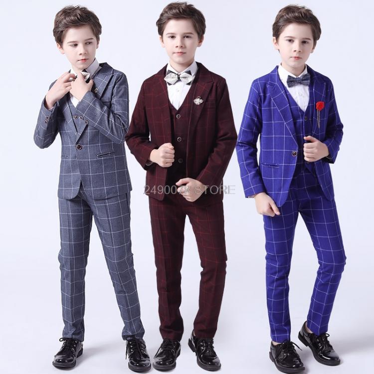 all in one place ילדים ותינוקות Flower Boys Formal Anzug Suit Kids Wedding Party Dress Blazer Vest Pants Bowtie 4pcs Child Tuxedo Prom Performance Costume