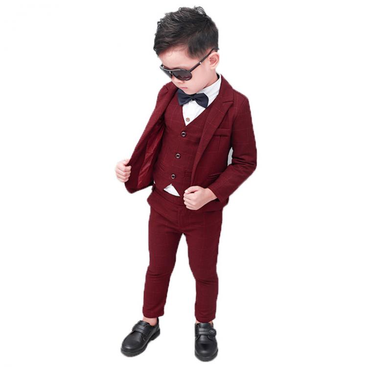 all in one place ילדים ותינוקות Flower Boys Formal Blazer Suit Kids Jacket Vest Pants Tie 4Pcs Wedding Tuxedo Set Children Prom Costume Performance Dress