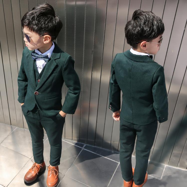 all in one place ילדים ותינוקות Dark Green Boys Formal Wedding Party Suits Sets Children Blazer Vest Pants Tie 4PCS Outfits Kids Performance Dress Costume,F112