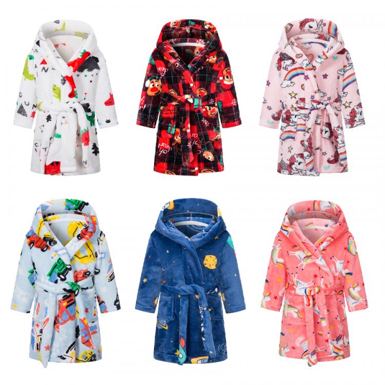 all in one place ילדים ותינוקות Kids Robe Cartoon Hoodies Girl Boys Sleepwear Good Quality Bath Towels Baby Soft Bathrobe Pajamas Children's Clothing 1-8Y