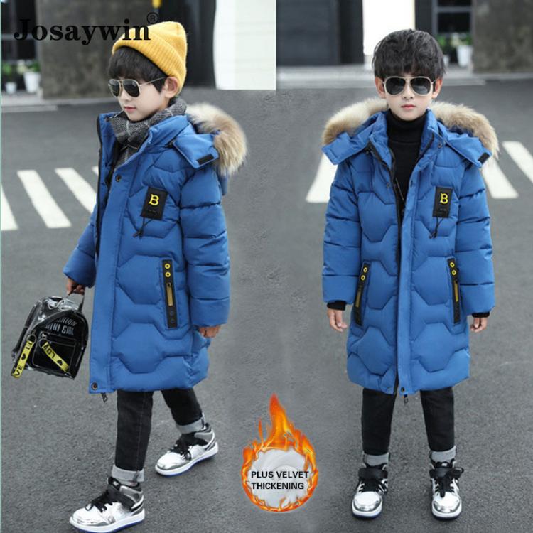 all in one place ילדים ותינוקות Winter Jacket Kids Boys Fur Hooded Snowsuit Parkas Teenagers Students Thick Warm Long Coat For Boys Jacket Children's Jackets