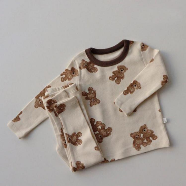 all in one place ילדים ותינוקות 2021 Autumn New Baby Bear Clothes Set Boys Long Sleeve T Shirt + Leggings For Girls 2pcs Pajamas Suit Toddler Cartoon Tracksuit