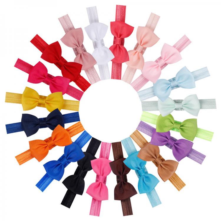all in one place ילדים ותינוקות 20pcs/set Cute Bow Tie Headband Hair band DIY Handmade Grosgrain Ribbon Elastic Hairband Baby Kids Hair Accessories