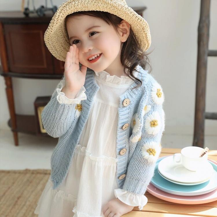 all in one place ילדים ותינוקות Spring Autumn Winter Full Sleeve Flower Embroidery Knitted Cardigans Coat Jacket Toddler Girl Cotton Sweater Tops Baby Clothing