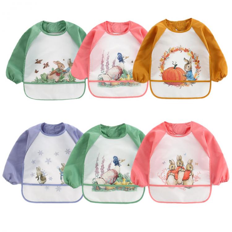all in one place ילדים ותינוקות Cute Baby Bibs Toddler Baberos Bavoir Waterproof Long Sleeve Apron Cartoon Animals Children Feeding Smock Bib Baby Stuff 0-3Y