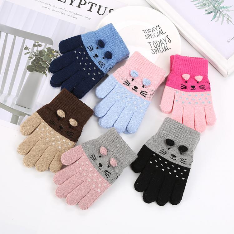 all in one place ילדים ותינוקות Girls Cute Cartoon Cat Gloves Winter Thick Knit Boys Kids Newborn Mittens Children Keep Finger Warm Gloves For Baby 3-7Years Old