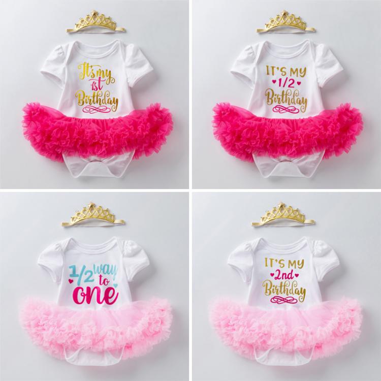 all in one place ילדים ותינוקות 2021 New Baby Girl's Birthday Dress Baby Half Year Old 1-2 Years Old Short Sleeve Mesh Skirt