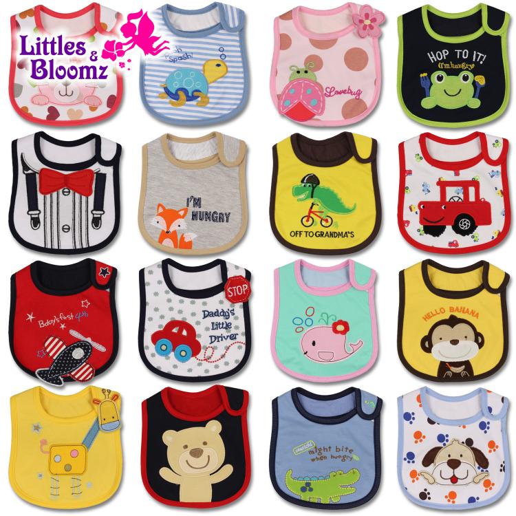 all in one place ילדים ותינוקות [Littles&Bloomz] Baby Girl Boy Feeding Bibs Waterproof Apron Cartoon Towel Kids Toddler Dinner baberos Bandanas Burp Cloths