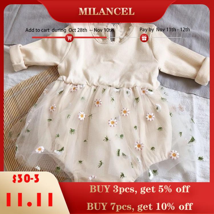 all in one place ילדים ותינוקות MILANCEL baby bodysuits little dasiy baby girls one piece long sleeve tutu skirt baby outfit