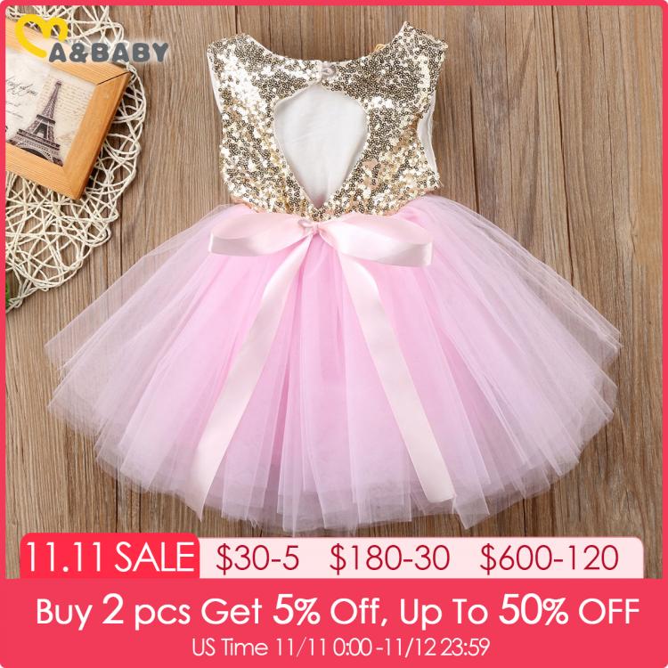 all in one place ילדים ותינוקות Princess Kids Baby Dress For Girls Fancy Wedding Dress Sleeveless Sequins Party Birthday Baptism Dress For Girl Summer Dresses