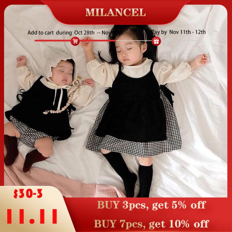 all in one place ילדים ותינוקות MILANCEL 2020 Baby Clothes 2 pcs Siblings  Clothes Infant Girls Bodysuit Big Sisters Dress 2 pcs Baby Suit