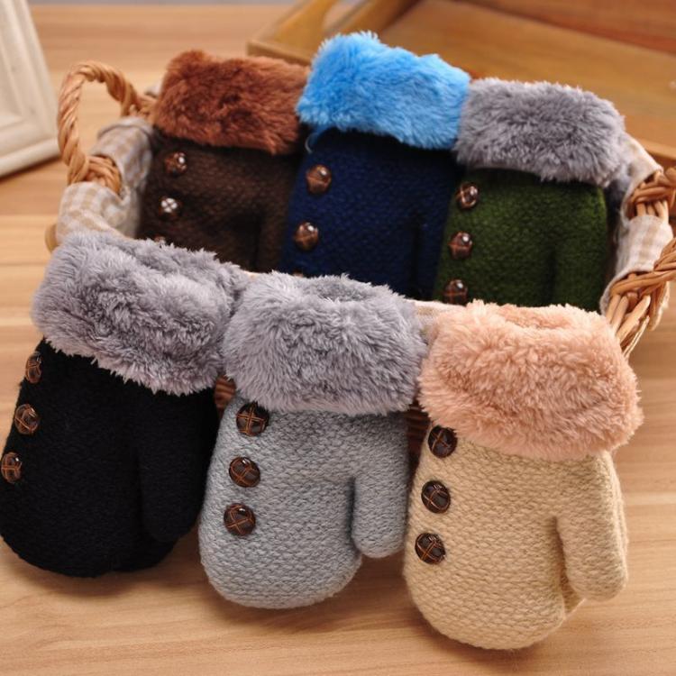 all in one place ילדים ותינוקות 0-3y/4-7y Kids Boys Winter Thickening Gloves  Baby Girls Warm Mittens Children Heavy Knitting fleece inside