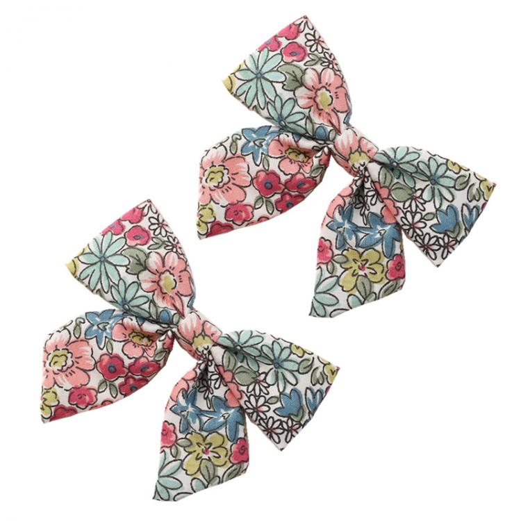 all in one place ילדים ותינוקות Baby Girls Hair Clips Floral Printing Bows Hair Pin For Children Liberty Cotton Barrette Kids Summer Hair Accessories 2Pcs/Set