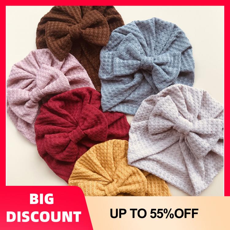 all in one place ילדים ותינוקות 2021 Winter Autumn Baby Hat Turban Cute Bow Knitted Baby Girl Hats Beanie Newborn Soft Cotton Solid Color Infant Kids Headwear