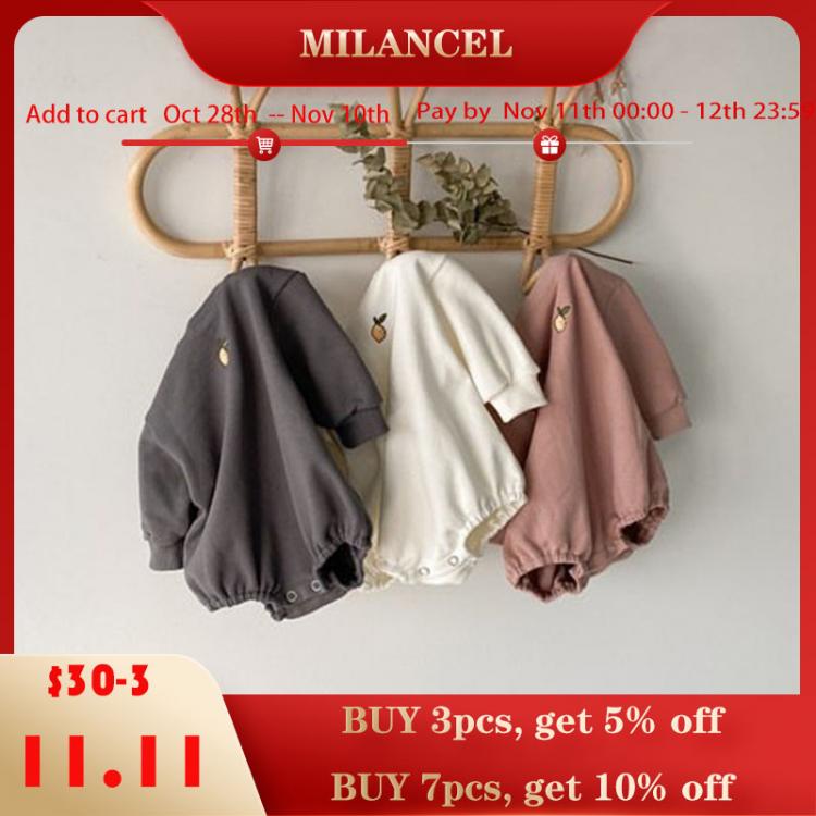 all in one place ילדים ותינוקות MILANCEL 2021 Autumn New Baby Bodysuits Toddler Girls Lemon One Piece Cute Boys Jumpsuits