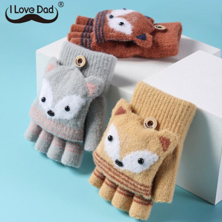 all in one place ילדים ותינוקות Cartoon Fox Baby Gloves Autumn Winter Kids Girl Boy Fingerless Gloves Warm Knitted Thick Children Mittens Half-Finger Gloves