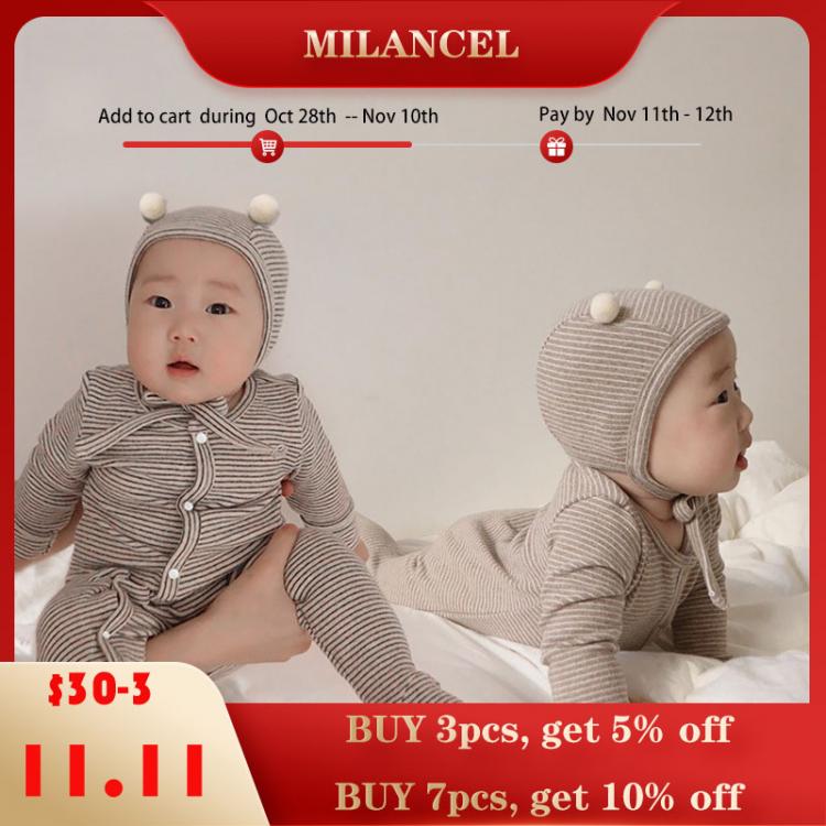 all in one place ילדים ותינוקות MILANCEL 2021 Autumn New Baby Footies Toddler Girls Clothes Striped Boys Jumpsuits Toddler Outfit