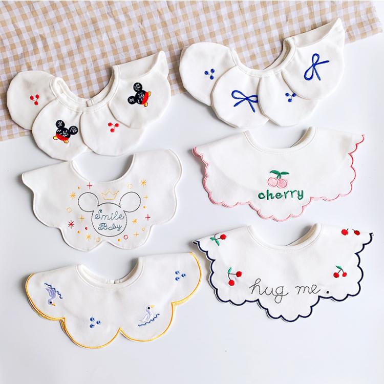 all in one place ילדים ותינוקות INS Korean Autumn New Baby Bib Cotton Baby Saliva Towel  Burp Cloths Round Petal Rice Feeding Pocket 0-2 Years Old
