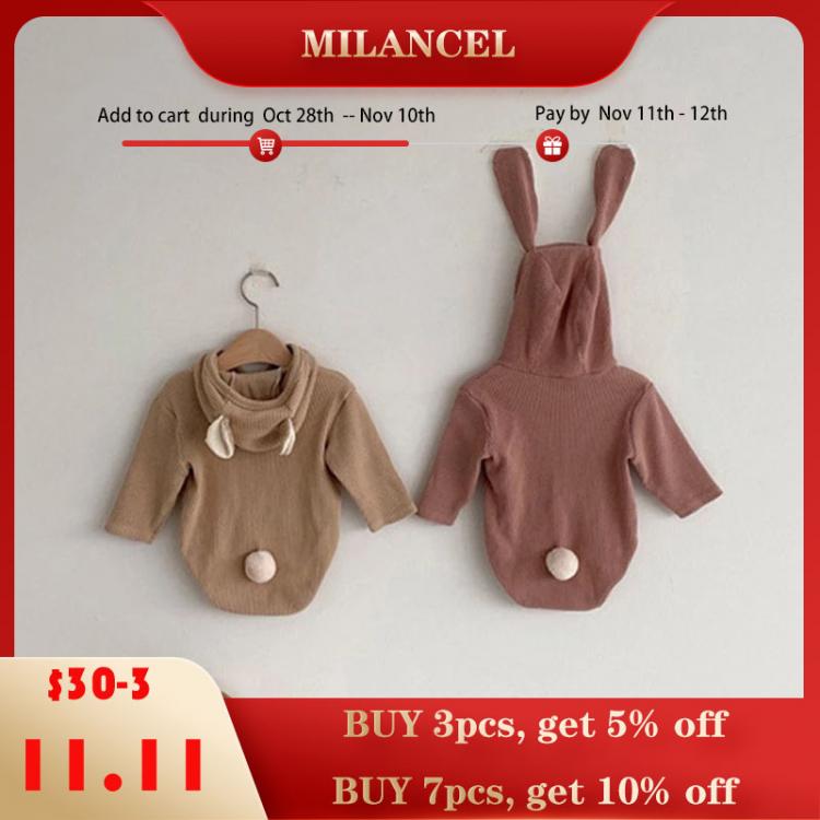 all in one place ילדים ותינוקות MILANCEL 2021 newborn baby clothes bunny ear infant girls bodysuit cute baby boys clothing rabbit baby outfit